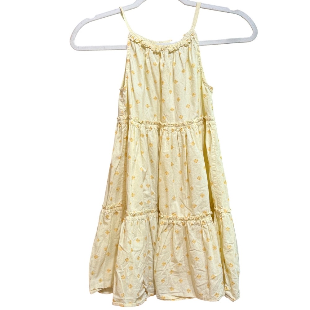 C&C California Kids Girls Yellow Floral Tiered Cotton Sleeveless Dress Size 8